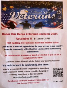 Flyer for the annual Red Feather Veterans dinner, Nov. 8