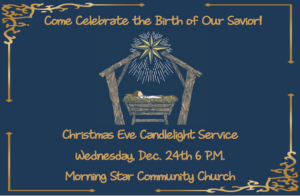 Flyer for the Morning Star Church Christmas Eve Candlelight service